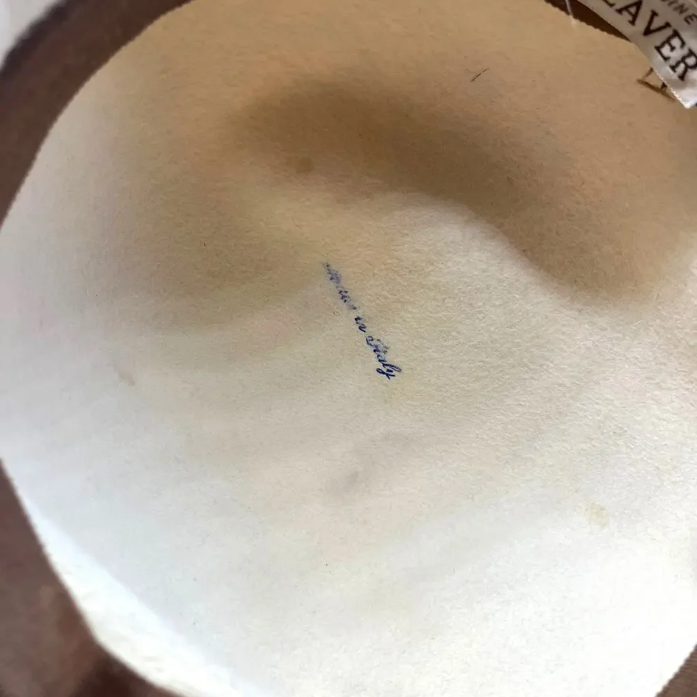 Beaver Fur Cap Hat Mushroom Cream Made in USA & Italy Midcentury Women SZ 7 - Picture 8 of 12